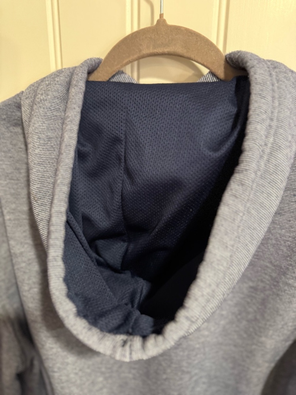 Under Armour Gray Heather Pullover Hoodie with Navy Accents - Picture 5 of 5